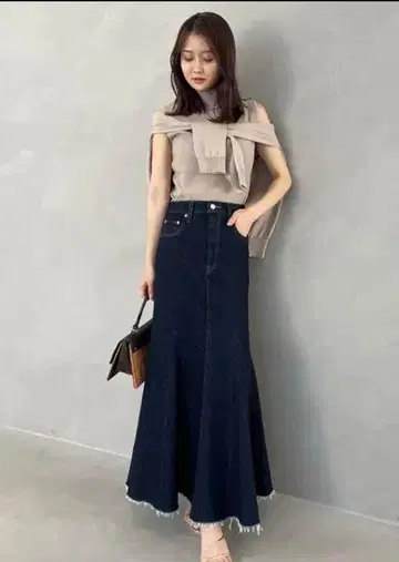 anuans 머메이드 데님 스커트