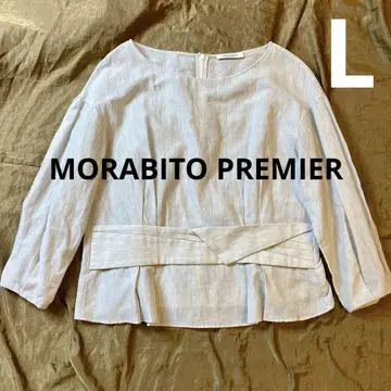 새상품급 모라비토 프리미어 블라우스 라이트 그레이 L 린넨 혼방