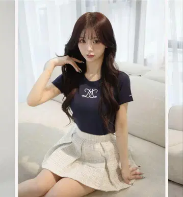다리치 자수 로고 티셔츠 네이비 새상품