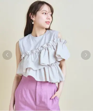 Mystrada 아지메 도킹 컷 티셔츠 슬리브리스 티셔츠 프릴