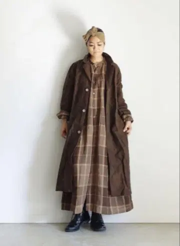 ICHI antiquites 이치 앤티크 린넨 체크 원피스