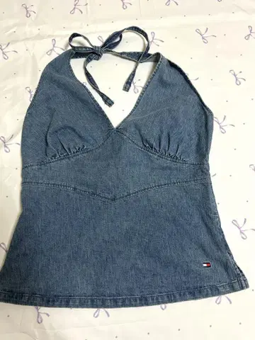 타미힐피거 스크래치 데님 폴더 넥 S 사이즈