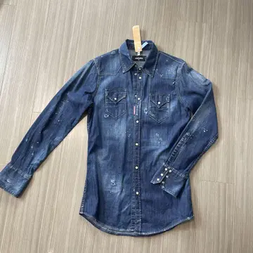 새상품급 DSQUARED2 다크 데님 긴팔 셔츠 44