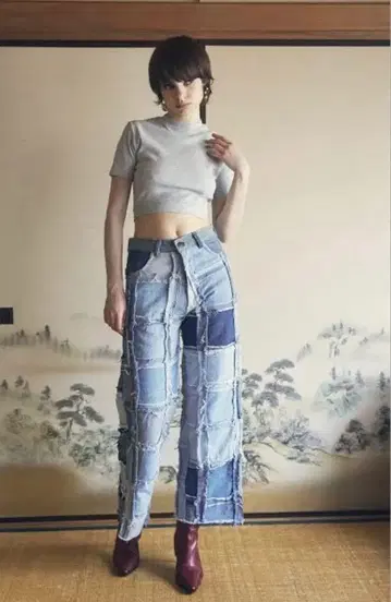 JUEMI juemi 타키구치 지리 패치워크 데님 데님 25인치
