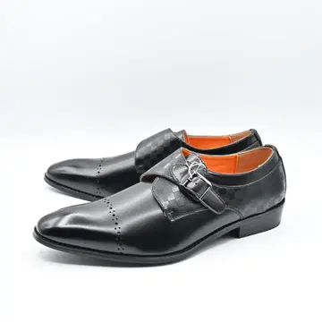가격 대폭 인하 RECOVA 몽크 스트랩 소가죽 일본제 블랙 27.0CM
