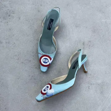 JIMMY CHOO x ANYA HINDMARCH 스카이블루 자수 펌프스