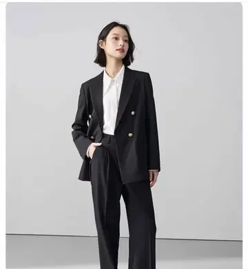 더블 브레스트 테일러드 자켓 블랙