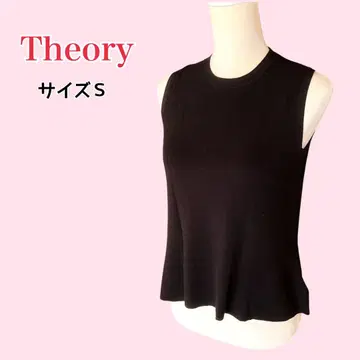 Theory 띠어리 리브 니트 썸머 니트 슬리브리스 블랙 검정 S