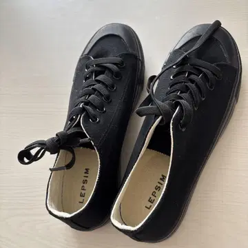 LEPSIM 블랙 시아와세 캔버스 스니커즈 M