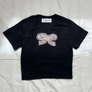 PINK PINEAPPLE 한국 크롭 티셔츠 발레 코어 리본
