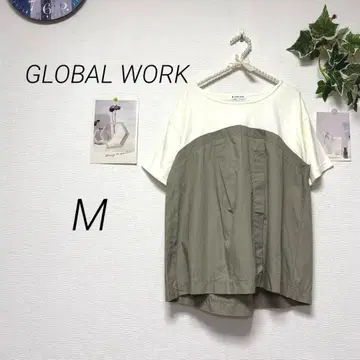 9189-1 글로벌 워크 GLOBAL WORK 반팔 절개 컷 티셔츠 M