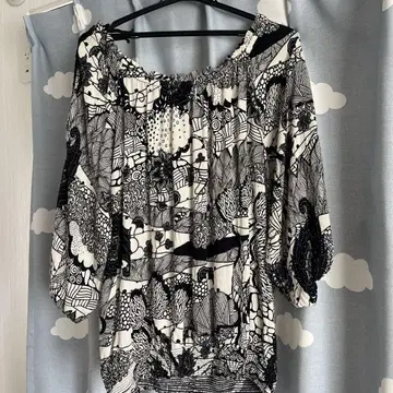 desigual 5부 소매 튜닉 XL 화이트 블랙