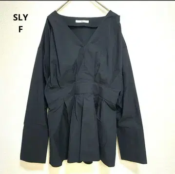 SLY 슬라이 긴팔 상의 튜닉 V넥 블랙 검정 F