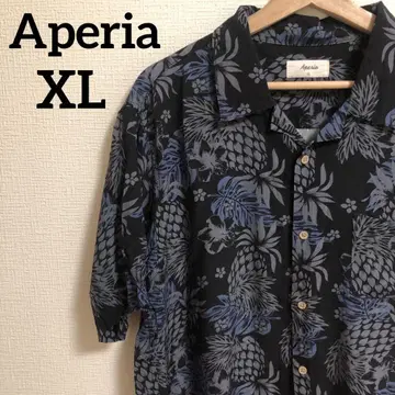 Aperia 알로하 셔츠 네이비 LL 사이즈 파인애플 패턴 남성용
