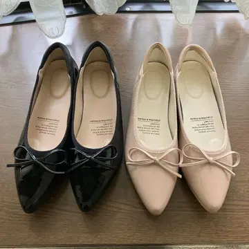 리본 포함 발레 슈즈 블랙 핑크