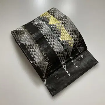 No.2579 순수 실크 기하학 금은박 후쿠로 오비 새상품급