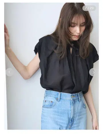 미라 오웬 워셔블 2way 퍼프 슬리브 블라우스 블랙 택 포함 새상품