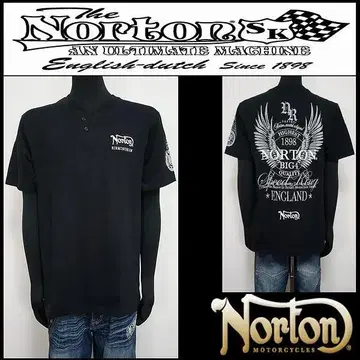 새상품 Norton 슬라브 페더 헨리 티셔츠 블랙 L 252N1036