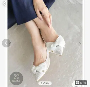 핫픽스 스톤 리본 메쉬 펌프스