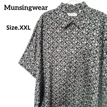 먼싱웨어 기하학 패턴 반팔 레이온 셔츠 남성용 XXL 블랙