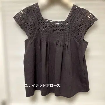 유나이티드 애로우즈 다크 브라운 라메 믹스 레이스 튜닉 반팔 9