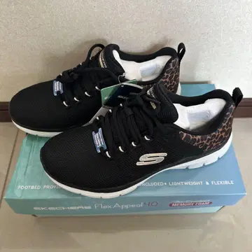 스케쳐스 Flex Appeal 4.0 블랙/레오파드