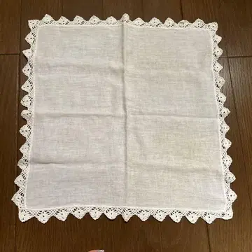치카자와 레이스 손수건 레이스 자수 여성용 화이트