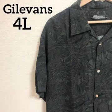 Gilevans 알로하 셔츠 다크 그린 4L 잎 패턴 반팔 남성용