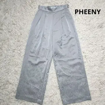 PHEENY 피니 턱 와이드 팬츠 블루 광택 프리 사이즈
