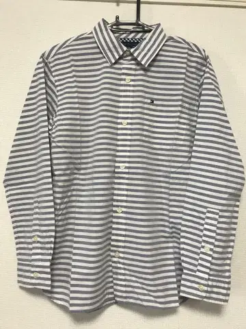 Tommy Hilfiger 긴팔 셔츠 그레이와 화이트 스트라이프