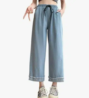 와이드 데님 팬츠 라이트 블루