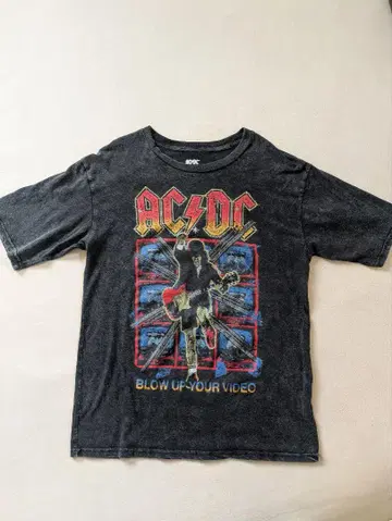 AC/DC 밴드 티셔츠 빈티지 가공 양면 프린트 티셔츠