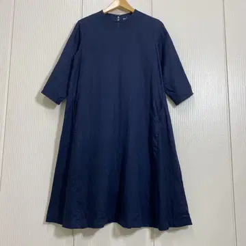 무인양품 MUJI 프렌치 린넨 7부 소매 A 라인 원피스 린넨