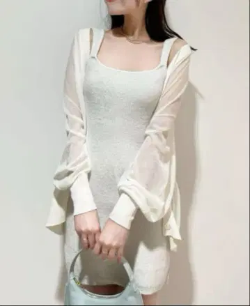 SNIDEL 시어 가디건 세트 미니 원피스 아이보리