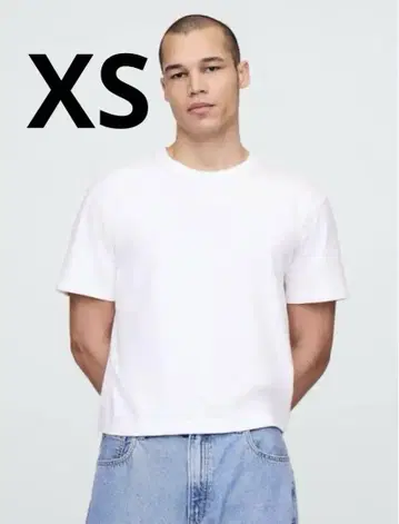 GAP 헤비 웨이트 크롭 티셔츠 화이트 XS 짧은 길이