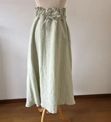 린넨 플레어 스커트 피스타치오 그린
