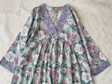 A21 Haadiyah XL 원피스 레트로 모던 핸드 블록 프린트