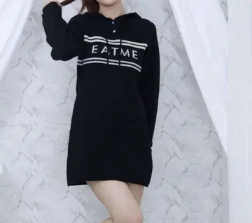 EATME 후디 로고 니트 원피스