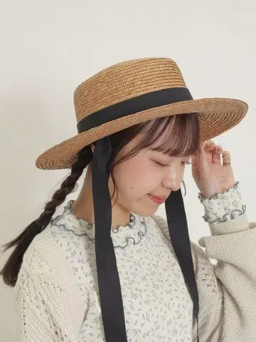 사만사 모스모스 리본 캉캉 모자 브라운
