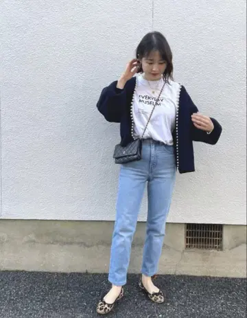 블루 데님 스트레이트 레그 하이 웨스트