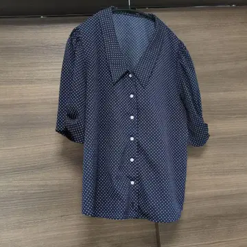 IENA 네이비 화이트 도트 셔츠