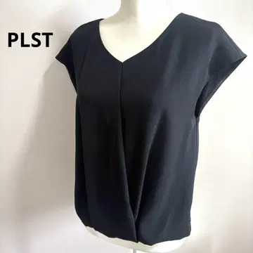 PLST 반팔 V넥 블라우스 풀오버 M 사이즈 블랙