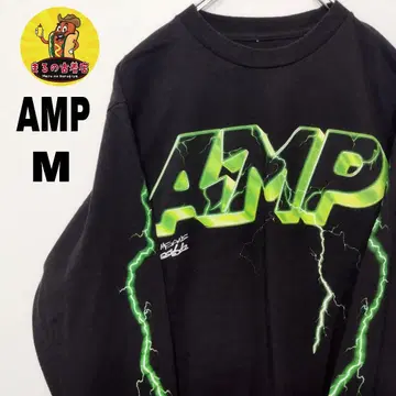 usa 빈티지 의류 AMP 롱 티셔츠 M90s 블랙 미국제