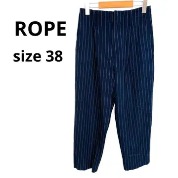 ROPE 네이비 스트라이프 슬랙스 턱 테이퍼드 팬츠 38 로페