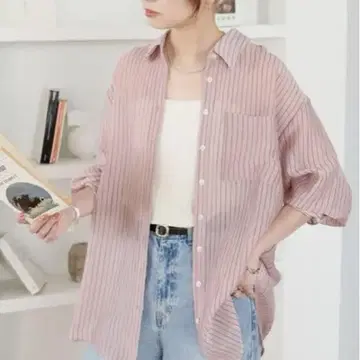 디스코트 시어 스트라이프 셔츠