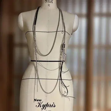 실버 블랙 레이어드 목걸이