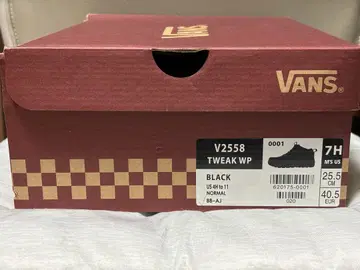 VANS V2558 TWEAK WP 블랙 25.5cm