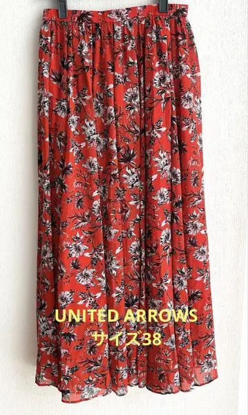 UNITED ARROWS 38 맥시 스커트 꽃무늬 롱 스커트 플레어