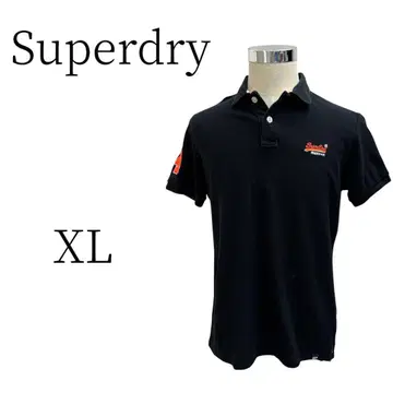 Superdry 슈퍼 드라이 블랙 반팔 피케 셔츠 상의 XL(LL)