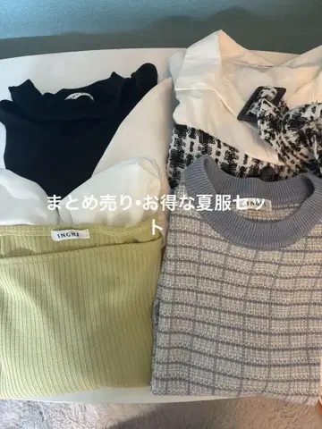INGNI 반팔 니트 퍼프 슬리브 상의 여름옷 세트